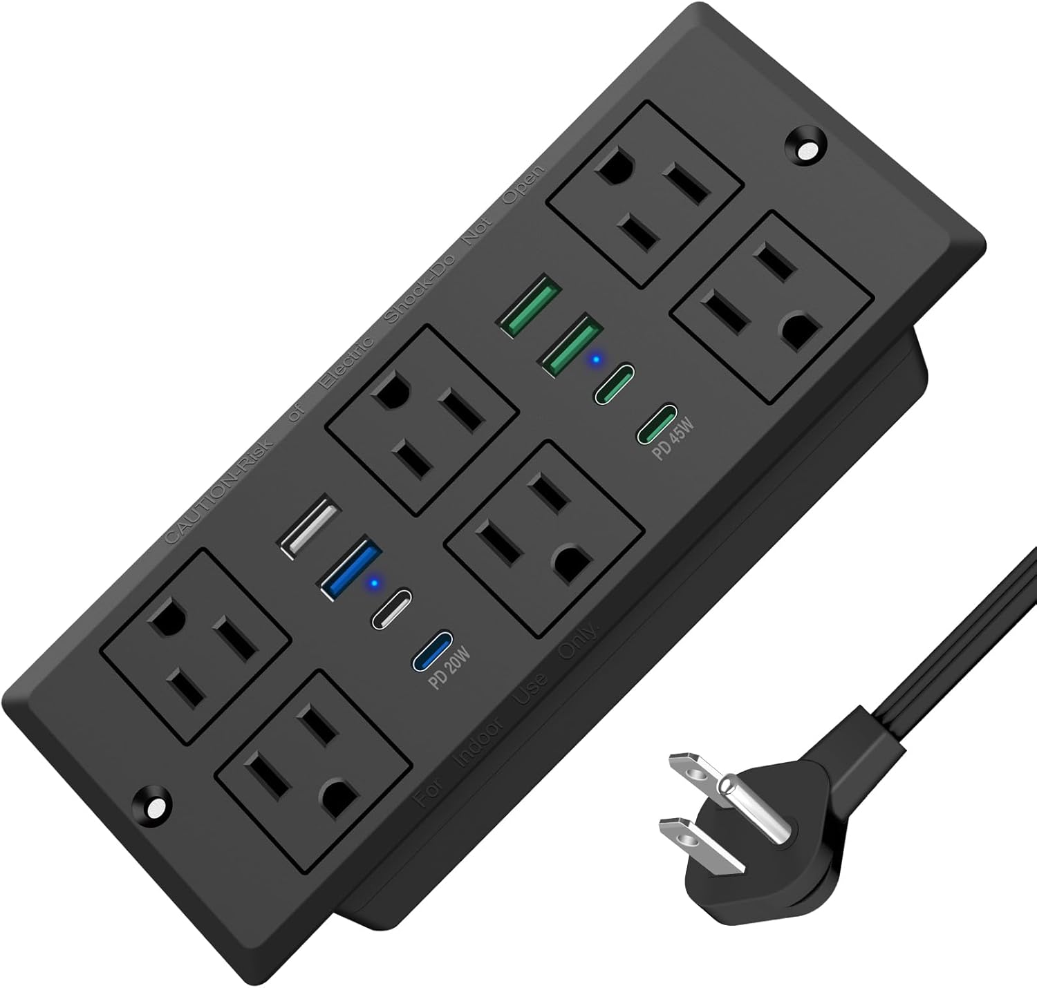 Recessed Power Strip with 45W USB C for Desk and Office Use