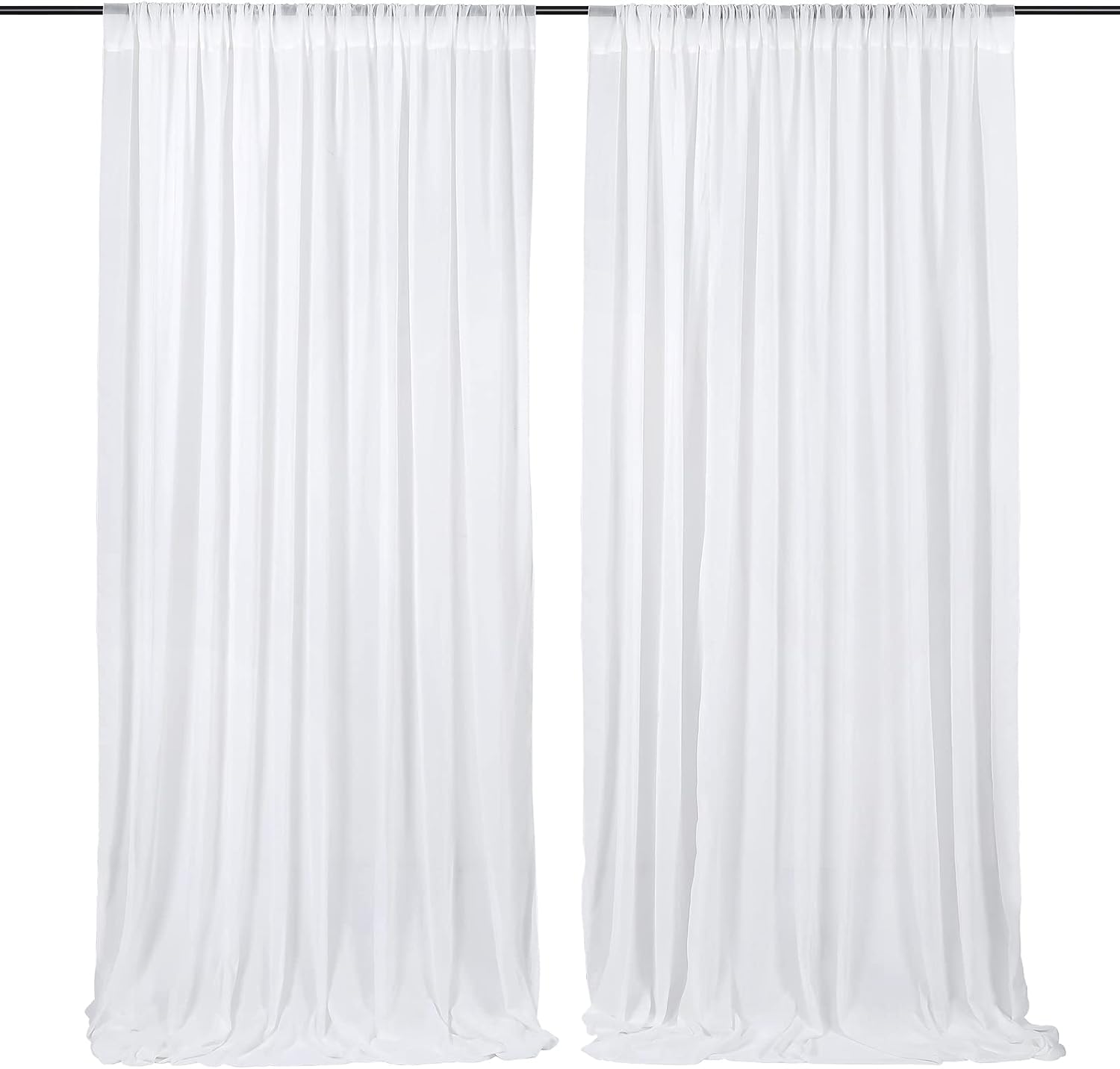 QueenDream 10x10ft White Chiffon Curtains - Elegant Event Decor
