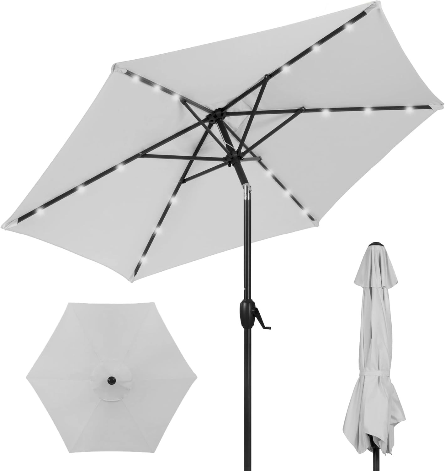 7.5ft Outdoor Solar Market Table Patio Umbrella with LED Lights