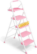 4-Step Ladder 400lbs Max Load - Folding Step Stool with Tool Tray