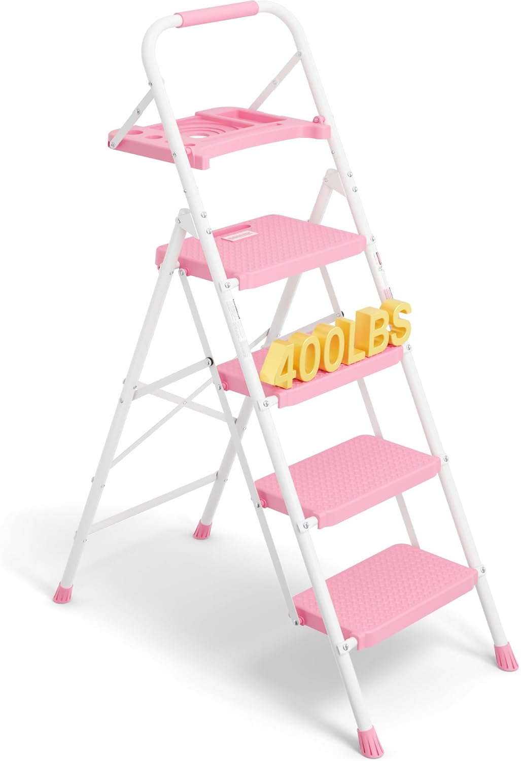 BONTEC 4-Step Ladder with Tool Tray and Anti-Slip Pedals