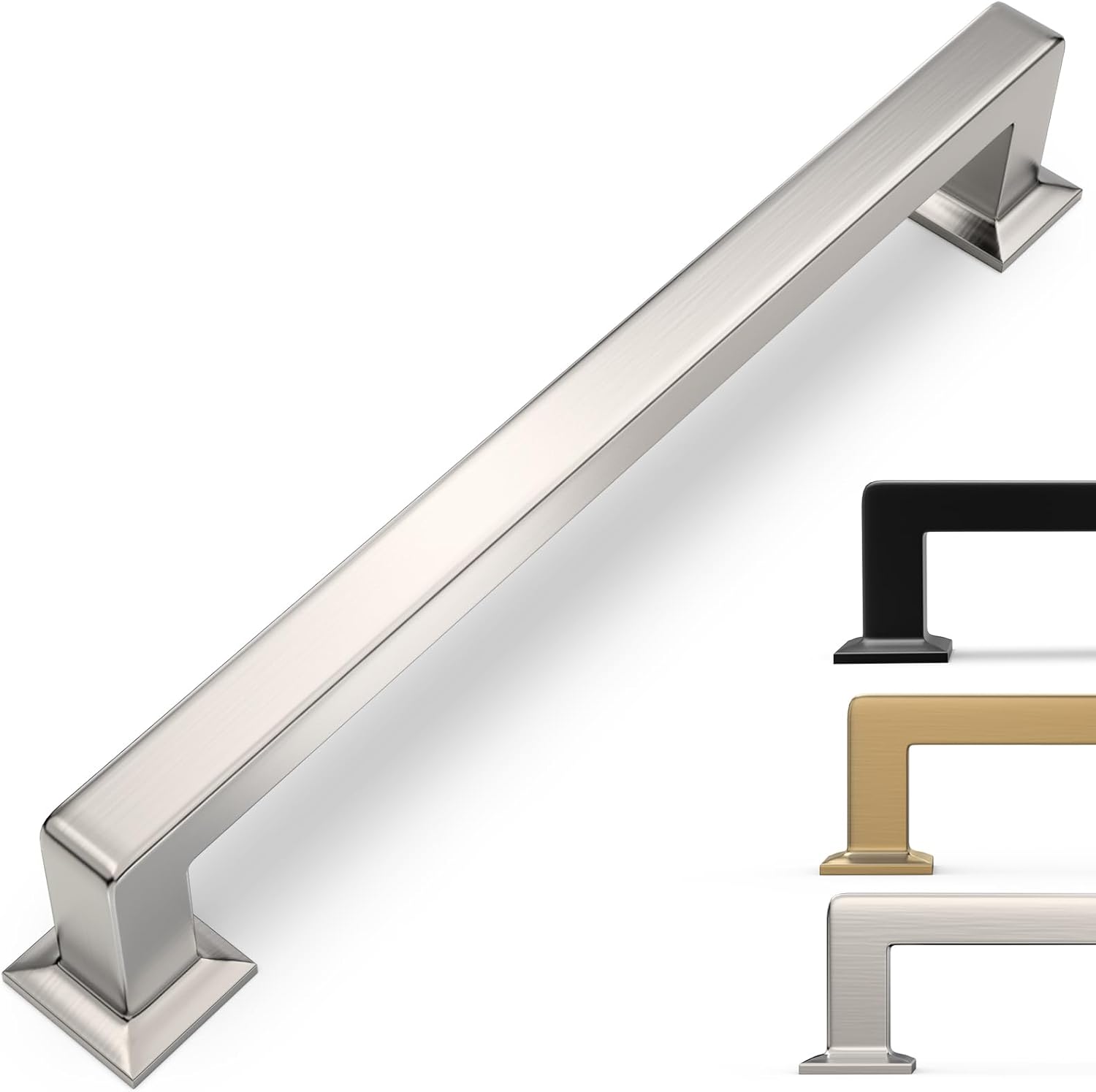 7 Inch Cabinet Pulls in Brushed Satin Nickel - 6 Pack Set
