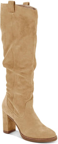 Juliet Holy Knee High Boots Chunky Block Heel Wide Calf - Stylish