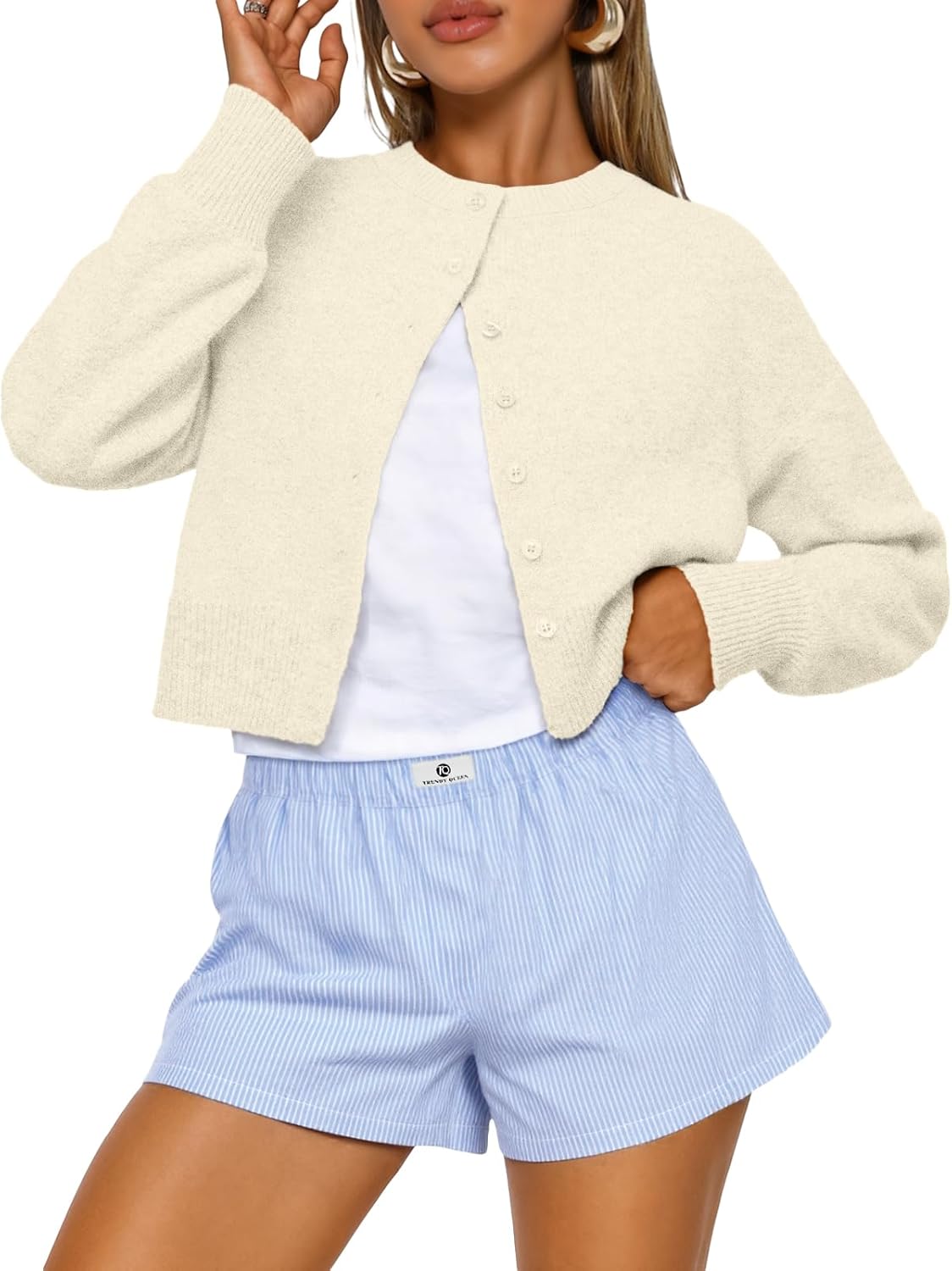 Trendy Queen Cropped Cardigan Sweaters for Women Fashion 2025