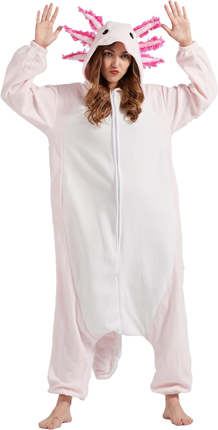 Unisex Axolotl Costume Adult Onesie for Cozy Fun and Style
