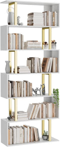 Gadroad 6-Tier S Shaped Bookcase - Slim Modern Storage for Small
