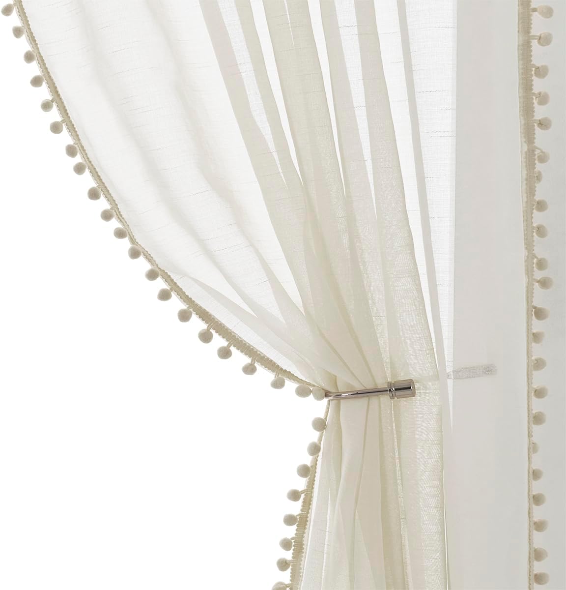 Treatmentex Pom-Pom Linen Sheer Curtains for Elegant Spaces