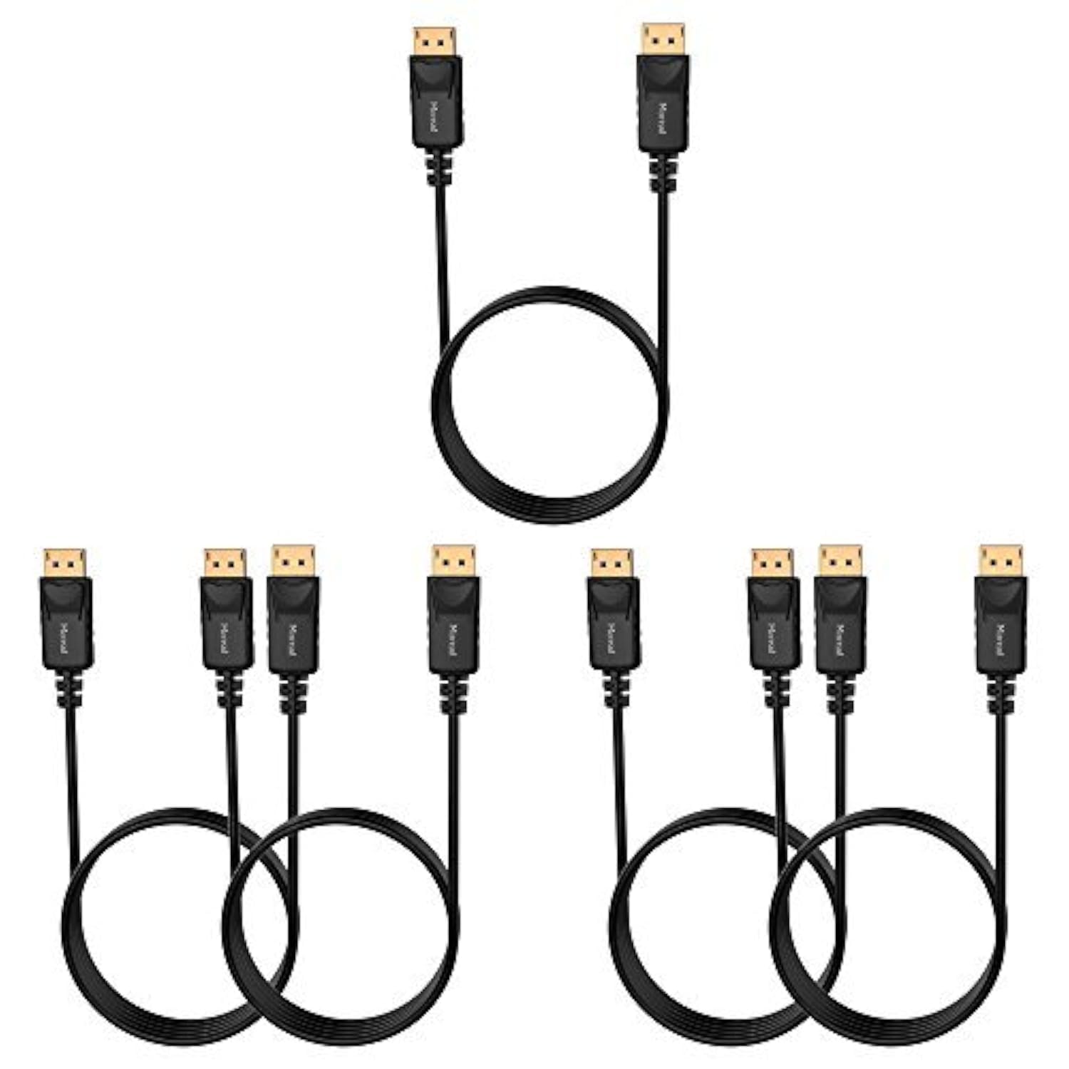 Gold-Plated 4K DP Cable 5 Pack - High Speed, 6ft