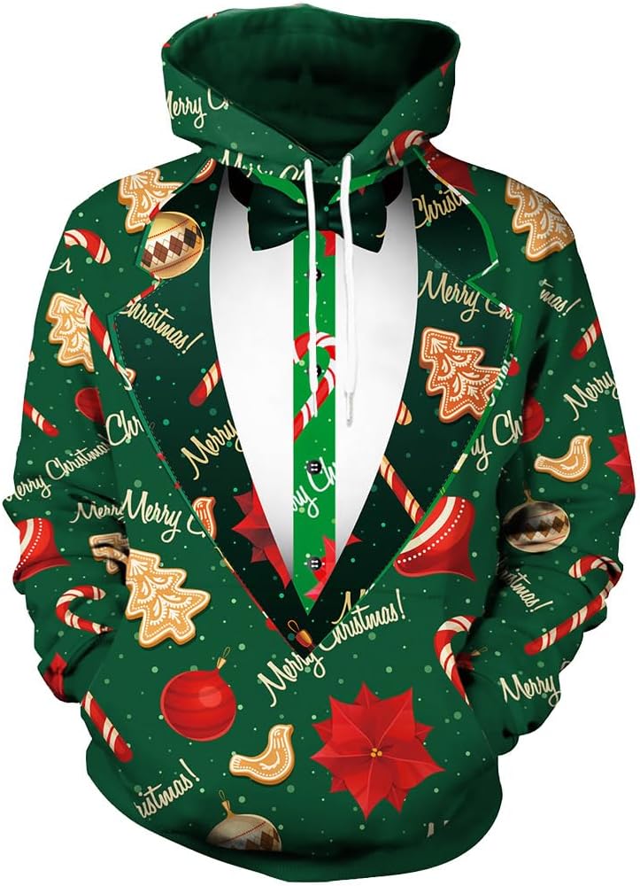 Funny Christmas Hoodies for Men - 3D Printed Pullover Style