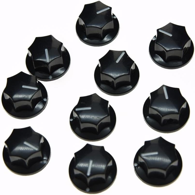 10pcs Black Skirted AMP Knobs for Enhanced Effects