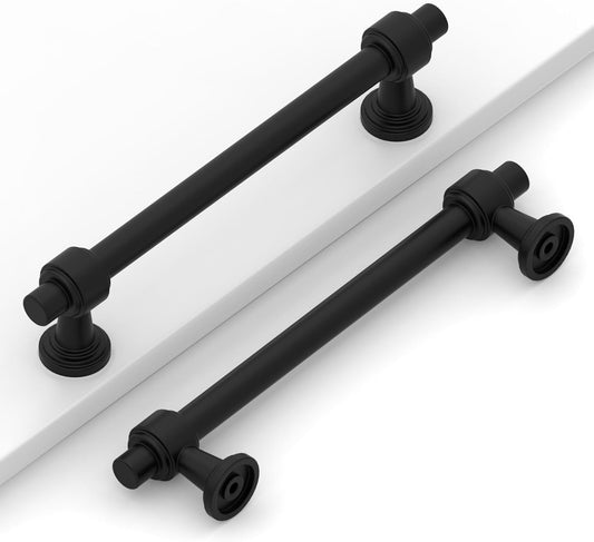 10 Pack 5in Matte Black Cabinet Pulls for Kitchen Hardware