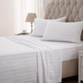 SLEEP ZONE Striped Cooling Sheets Set Full Size - Cool, Deep Pocket