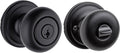 Kwikset Hancock Entry Door Knob with Lock and Key - Secure Matte Black