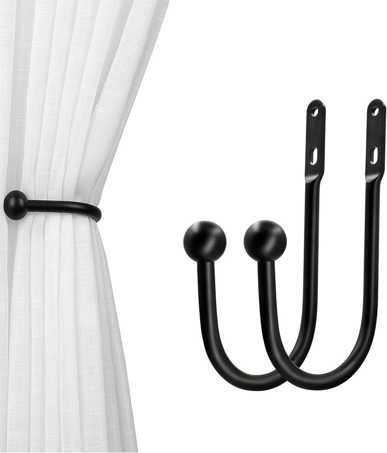 Simple Style VRSS Wall Mount Holdbacks (2pcs) - Black