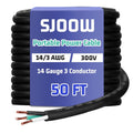 14/3 AWG 50 ft Portable Power Cable SJOOW 300V - Heavy Duty Outdoor
