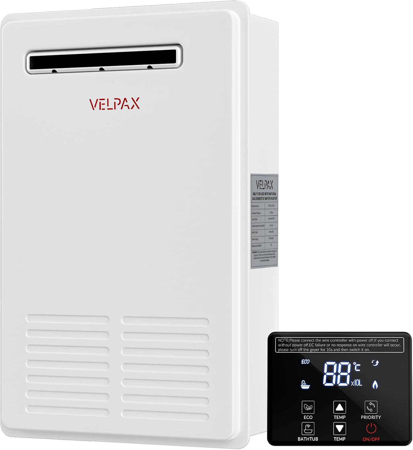 Natural Gas Tankless Water Heater with Digital Display and Safety