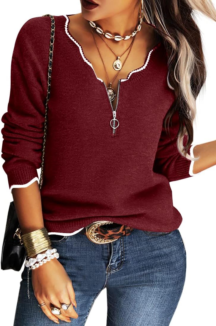 Stylish V Neck Long Sleeve Sweater for Casual Wear and Comfort