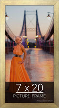 wallsthatspeak 7x20 Gold Picture Frame for Posters and Artwork
