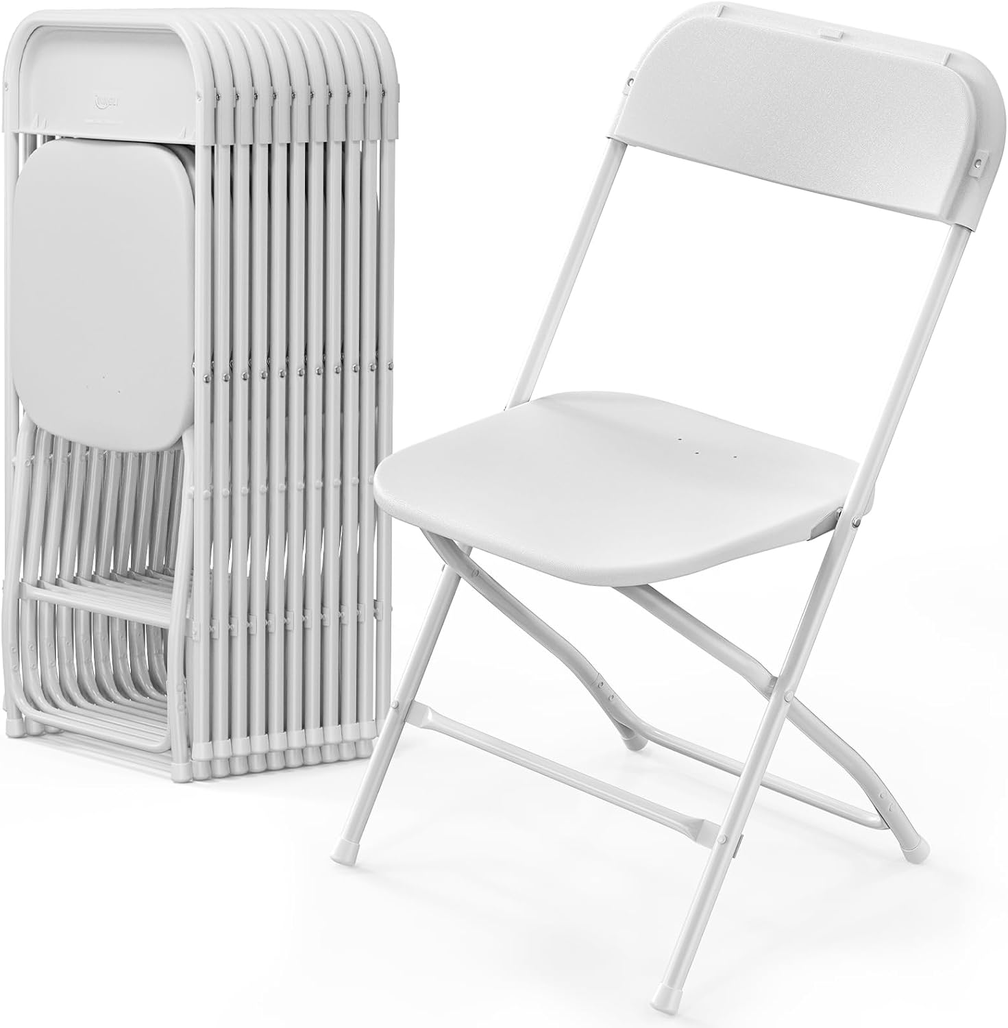 VINGLI 12 Pack White Plastic Folding Chairs for Events and More