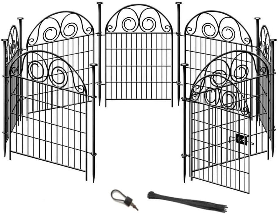 Tall Garden Animal Barrier Fence with Gate for Outdoor Defense