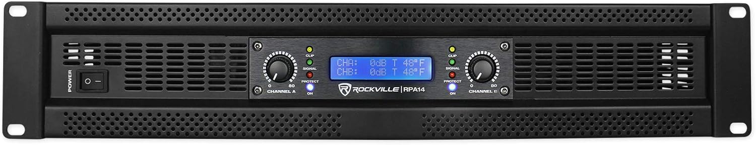 Rockville RPA14 Power Amplifier: 7000W Peak, 2000W RMS Output