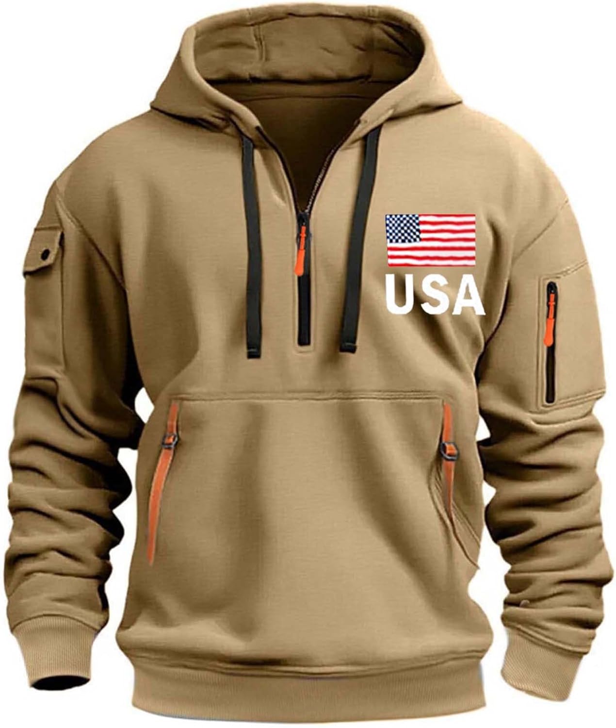 USA Flag Print Men's Hoodie - Patriotic Pullover