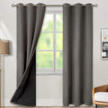 100% Blackout Grey Grommet Curtains 42 x 84 in - 2 Panels