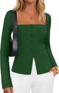 Women's Fall Square Neck Blazer - Fitted Crop Work Jacket
