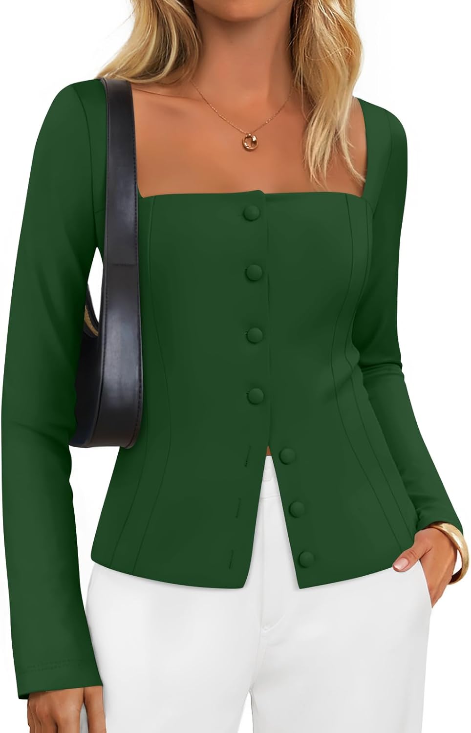 ZESICA Women's Fall Square Neck Blazers for Stylish Outfits