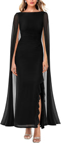 Women's Sexy Elegant Long Sleeve High Split Mesh Ruched Maxi Dress 5%