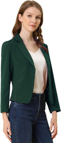 Allegra K Womens Open Front Crop Blazer - Lightweight Office Staple 5%
