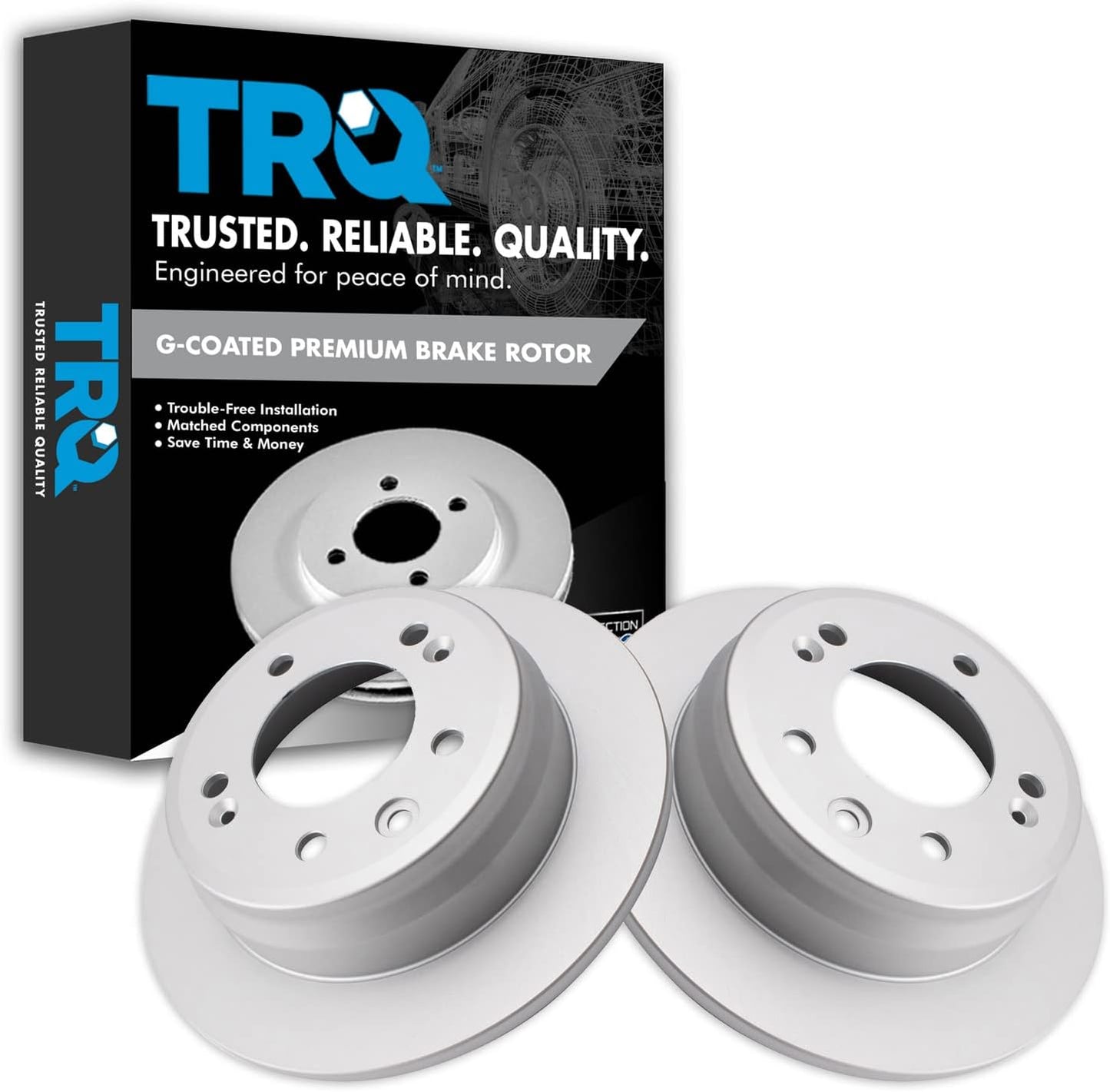TRQ Rear Brake Rotors Set for 2010-2016 Hyundai and Kia