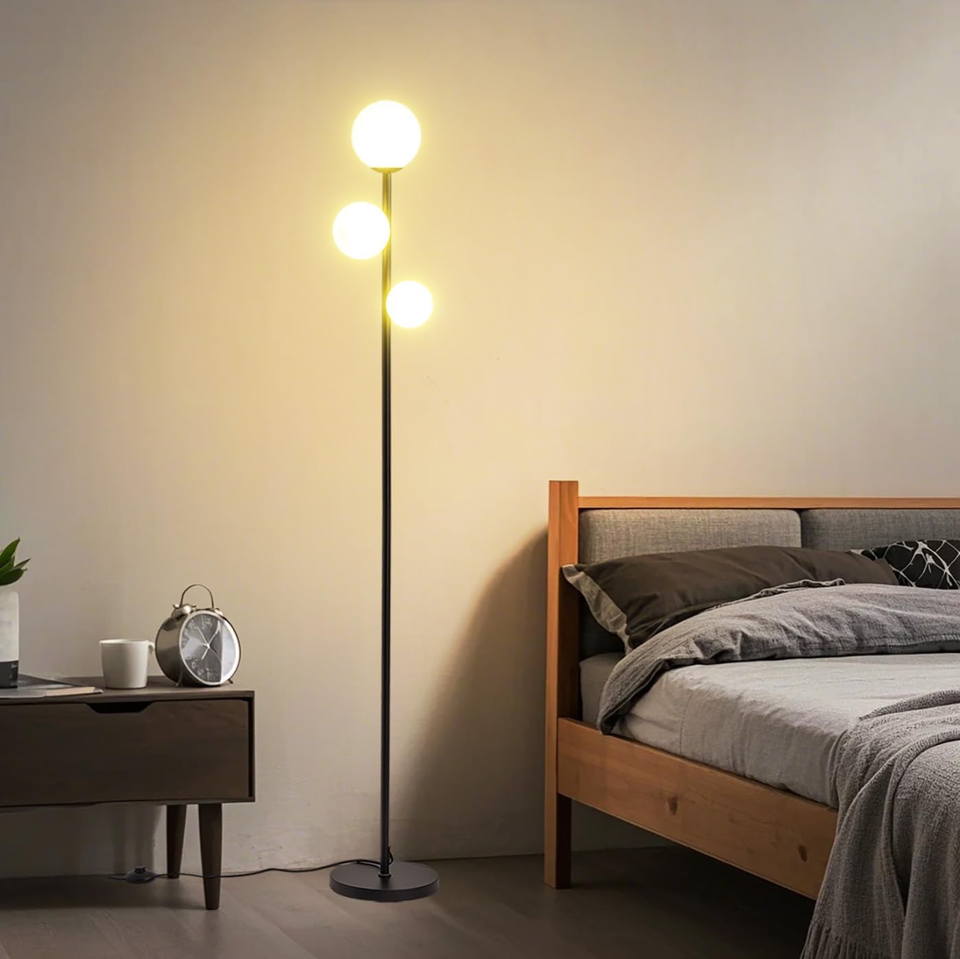 Mid Century Modern 3 Globe Floor Lamp with LED Bulbs Included