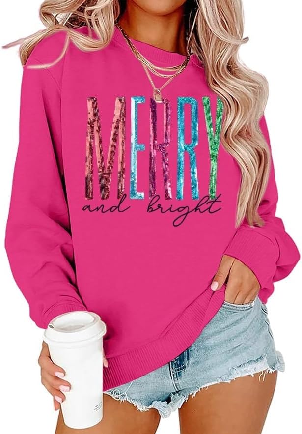 Stay Merry and Bright Sweatshirt for Women - Christmas Style