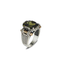 Men's Vintage Sterling Silver Peridot Ring - Handcrafted Bold Style