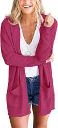 MEROKEETY Women's Waffle Knit Long Cardigan - Cozy Duster with Pockets
