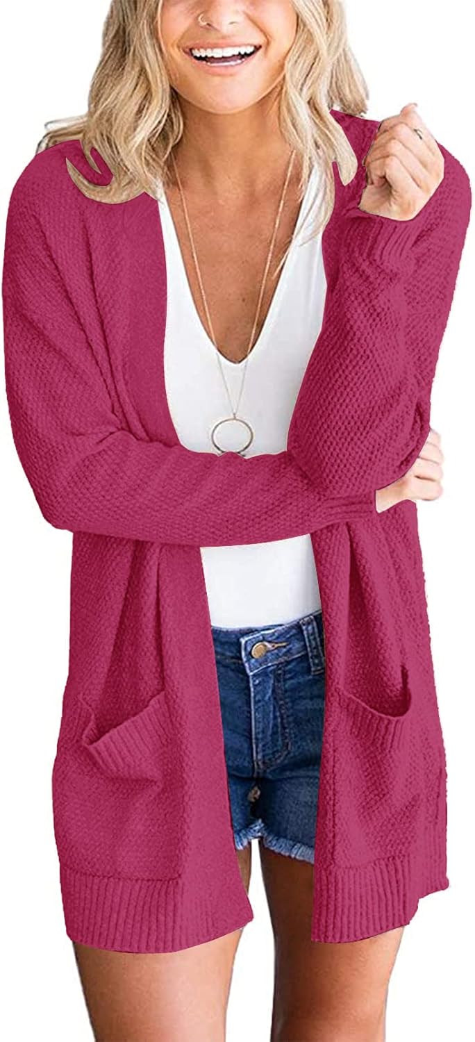 Cozy Women's Long Sleeve Cardigan Sweater with Pockets