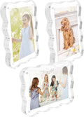 Acrylic Floating Picture Frames 3 Pack - Clear 5x7 Scalloped Standers