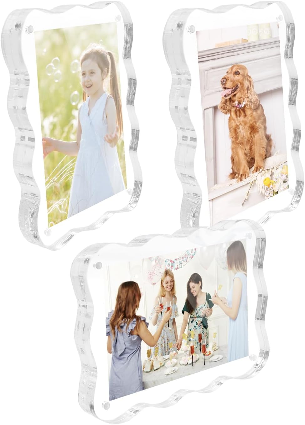 Elegant 3 Pack Acrylic Picture Frames for 5x7 Photos Display