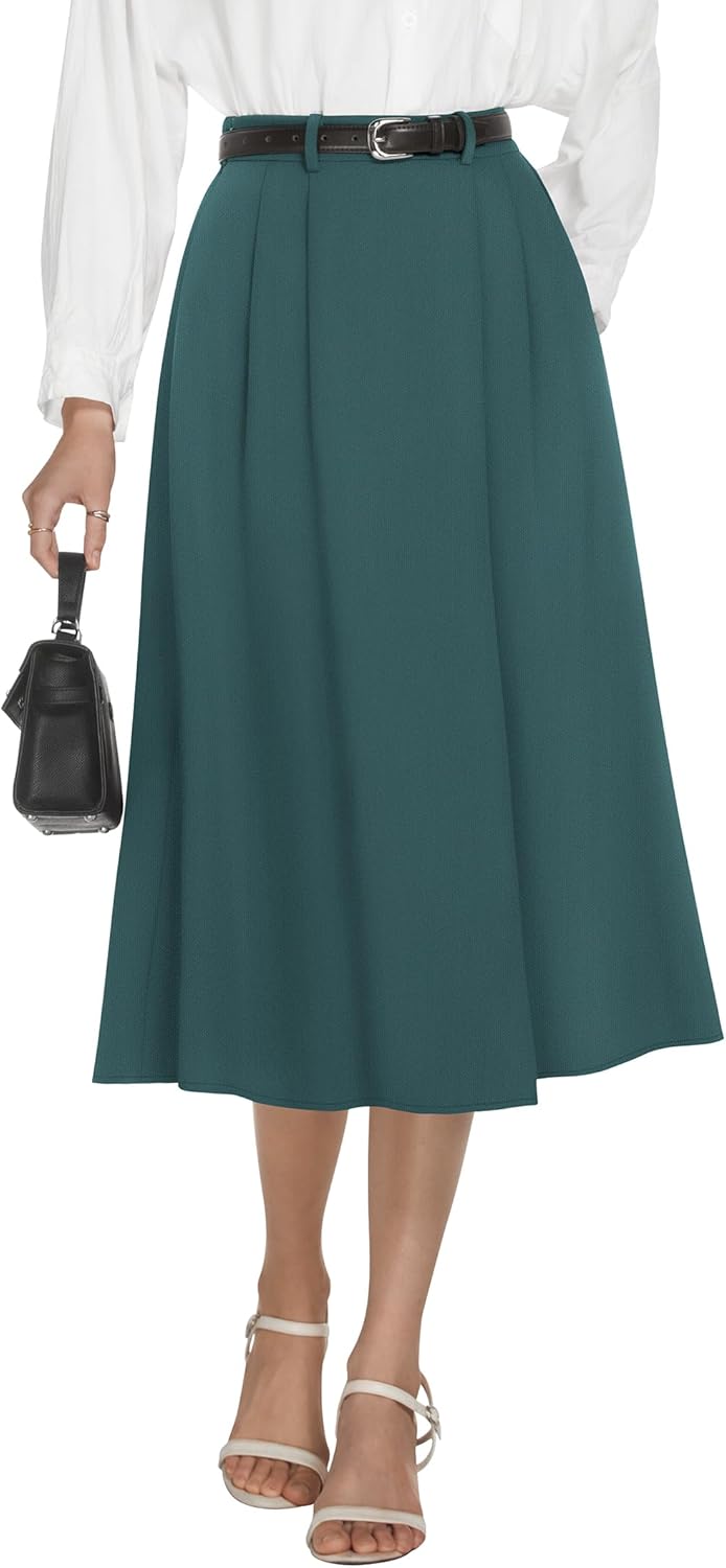 Casly Lamiit Women's High Waisted Midi Skirt for Work & Play