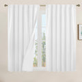 LAMIT White Linen Textured Blackout Curtains 52 x 54 in Pair - Full