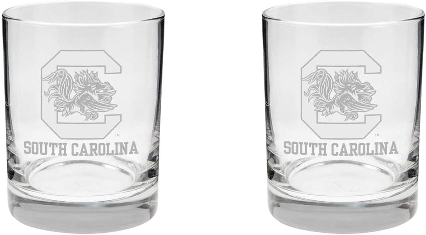 South Carolina Gamecocks 2-Sided Etched Satin Finish Glass Set