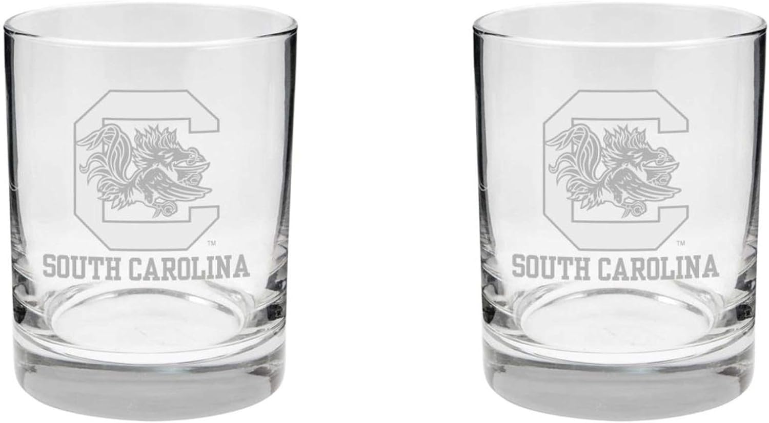 South Carolina Gamecocks 2-Sided Etched Satin Finish Glass Set