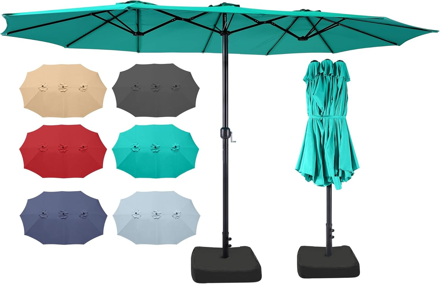15ft x 9ft Double-Sided Patio Umbrella for Ultimate Shade