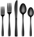 60 Pcs Black Silverware Set for 12 - Mirror Polished Flatware