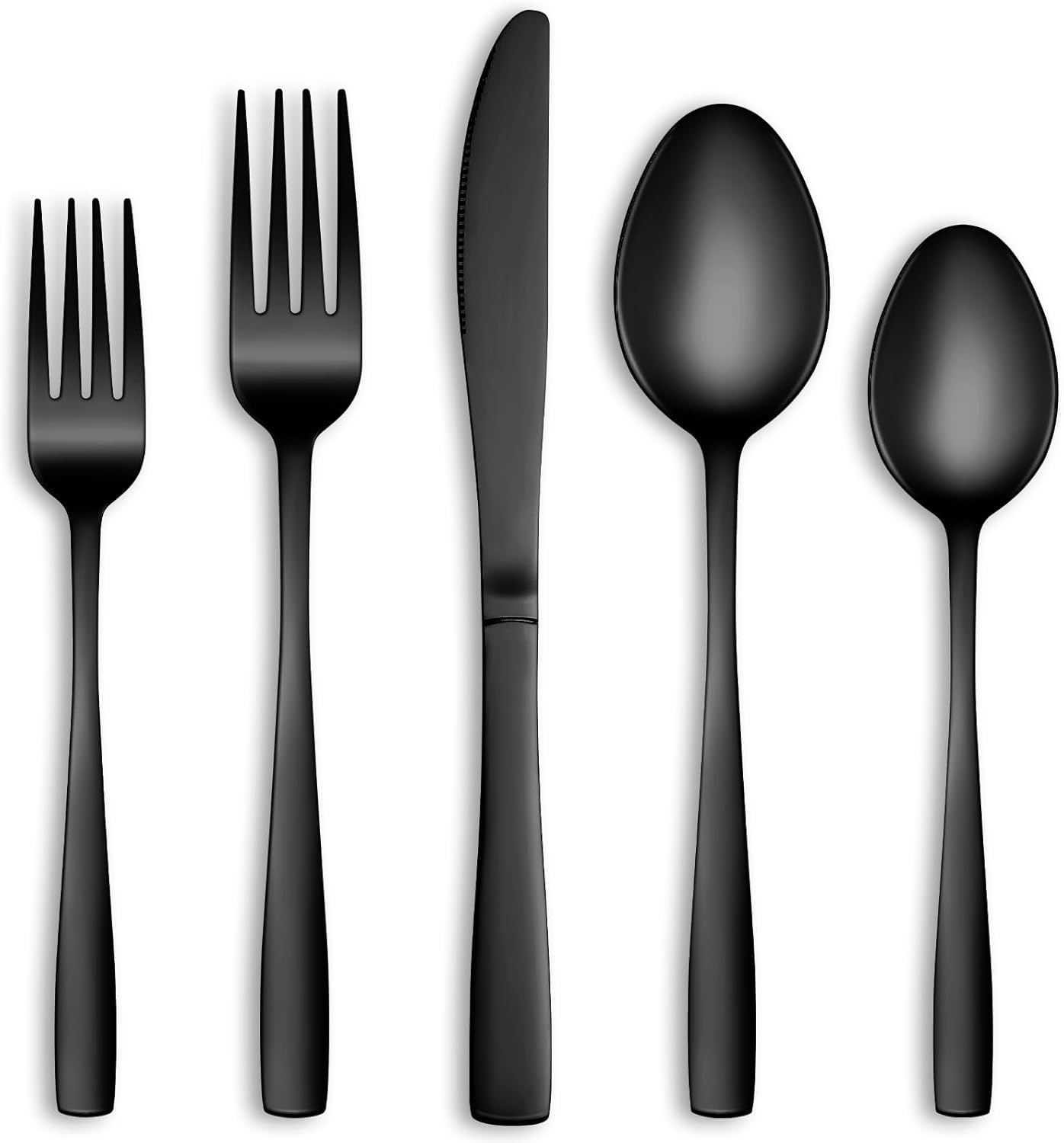 60 Pcs Black Silverware Set for 12 - Durable Stainless Steel Flatware
