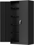 Greenvelly Metal Storage Cabinets 72 Black Steel Tool Cabinet