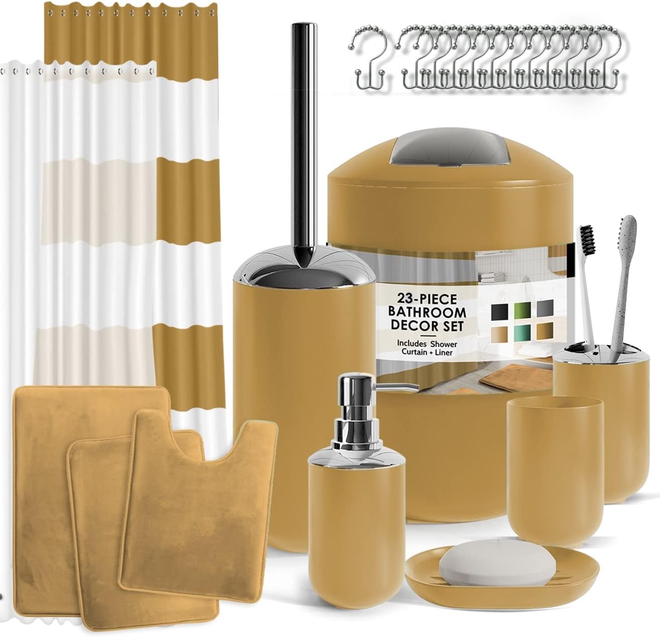 Clara Clark Bathroom Set with Shower Curtain and Rugs for Luxury