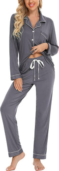 Leikar Button Up Pajama Set For Women - Soft Viscose Long Sleeve Set