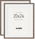 20x24 Picture Frame Matted to 16x20 - Walnut Solid Wood (2 Pack)